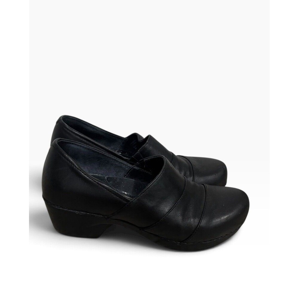DANSKO TENLEY SLIP-ON CLOGS BLACK LEATHER WOMEN'S EU SIZE 38 US SIZE 8